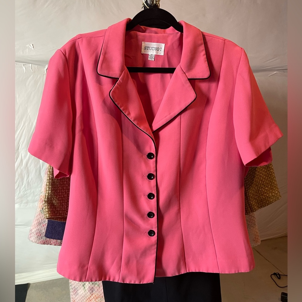 Retro Hot Pink and Black Blouse